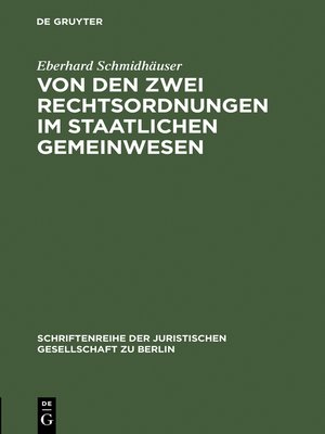 cover image of Von den zwei Rechtsordnungen im staatlichen Gemeinwesen